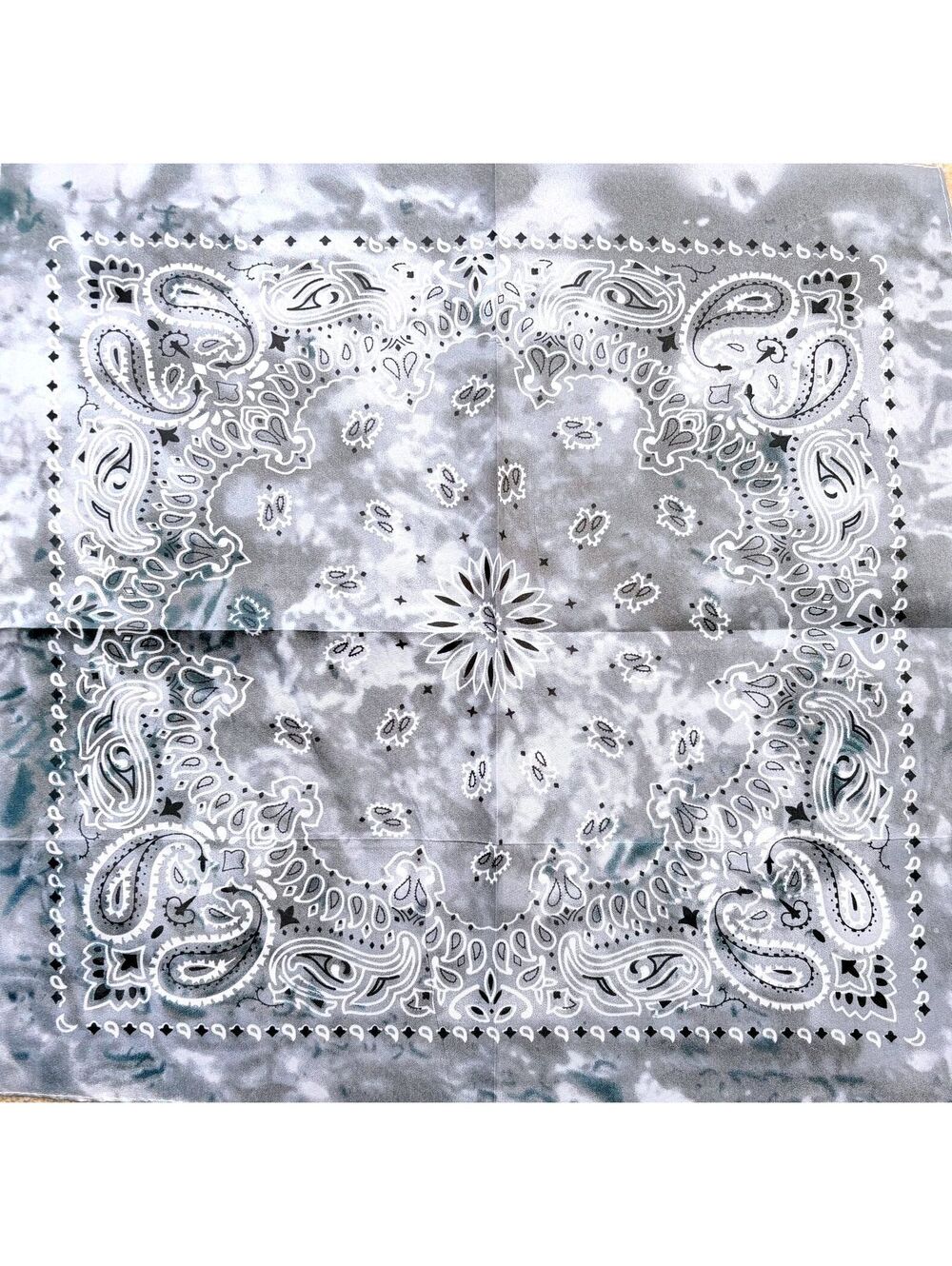 Gray Tie-Dye Paisley Bandana Scarf